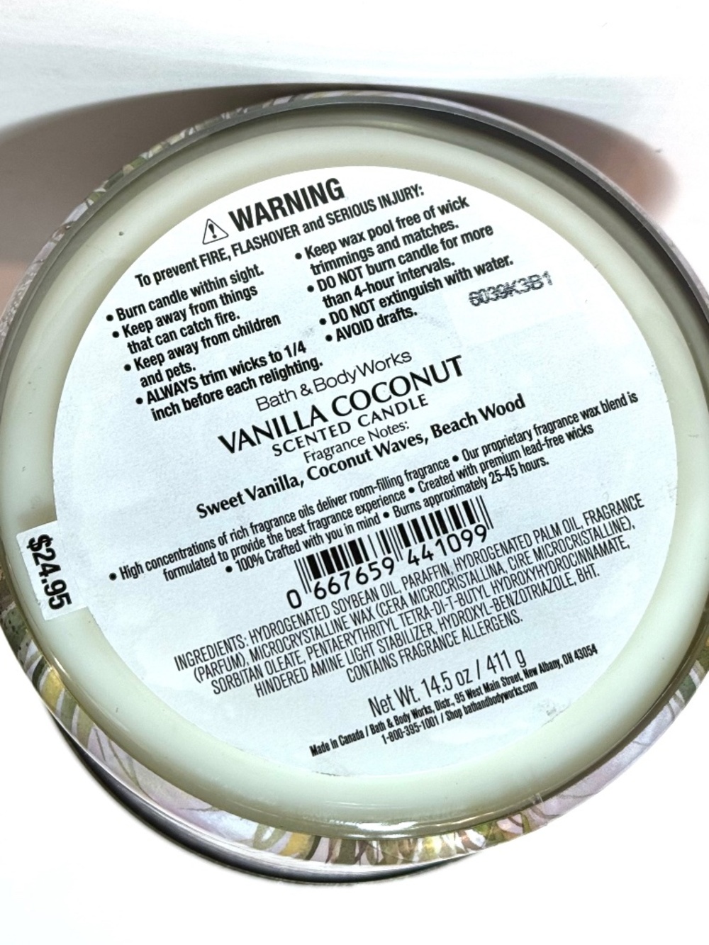 VANILLA COCONUT 3-Wick Candle - Picture 3 of 3